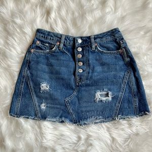 Distressed Denim Skirt